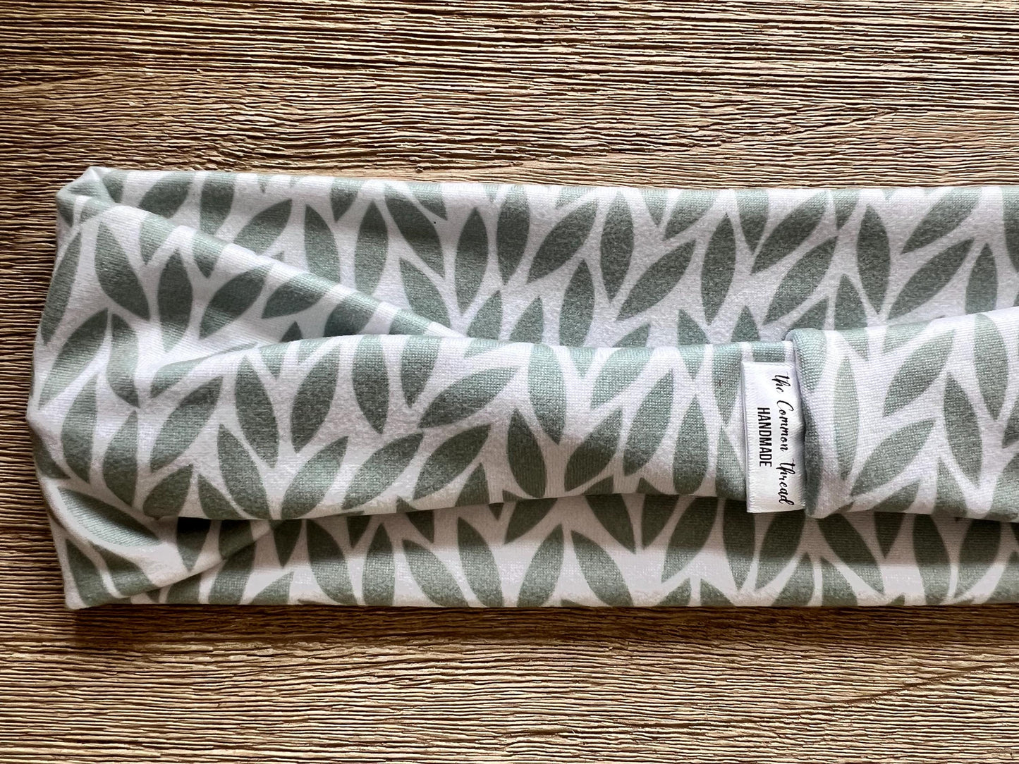 Modern Flat Headband - Sage Green Leaves