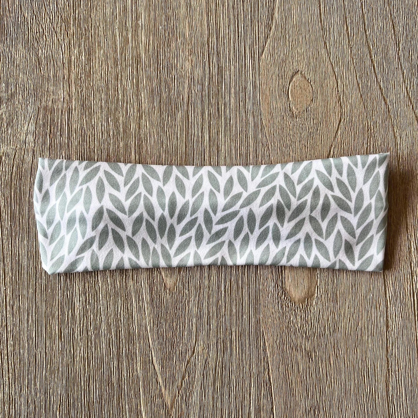 Modern Flat Headband - Sage Green Leaves