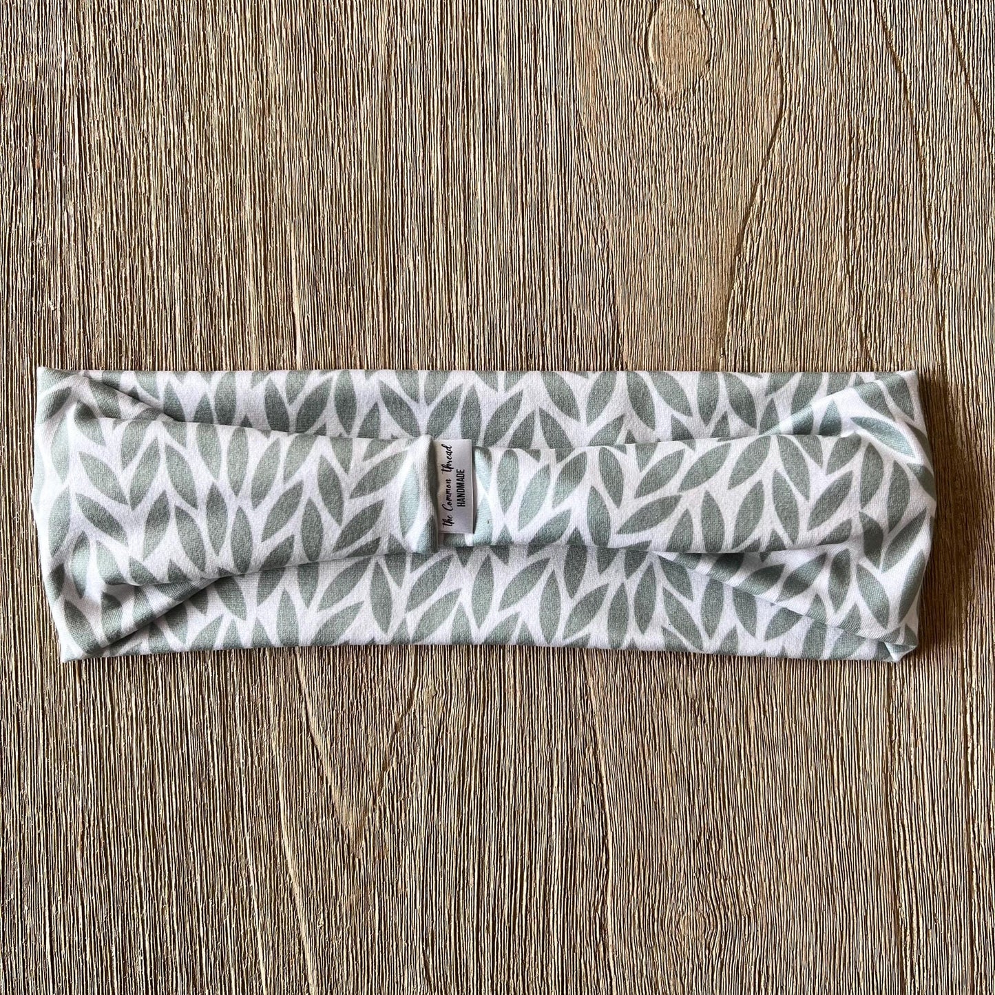 Modern Flat Headband - Sage Green Leaves