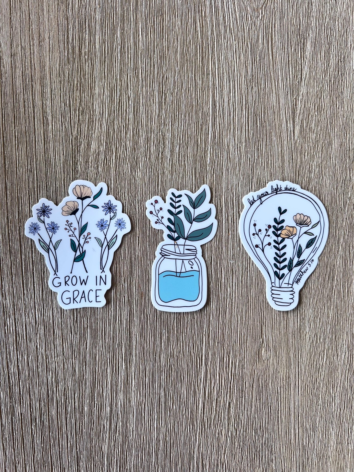 Grow in Grace Floral Vinyl Sticker