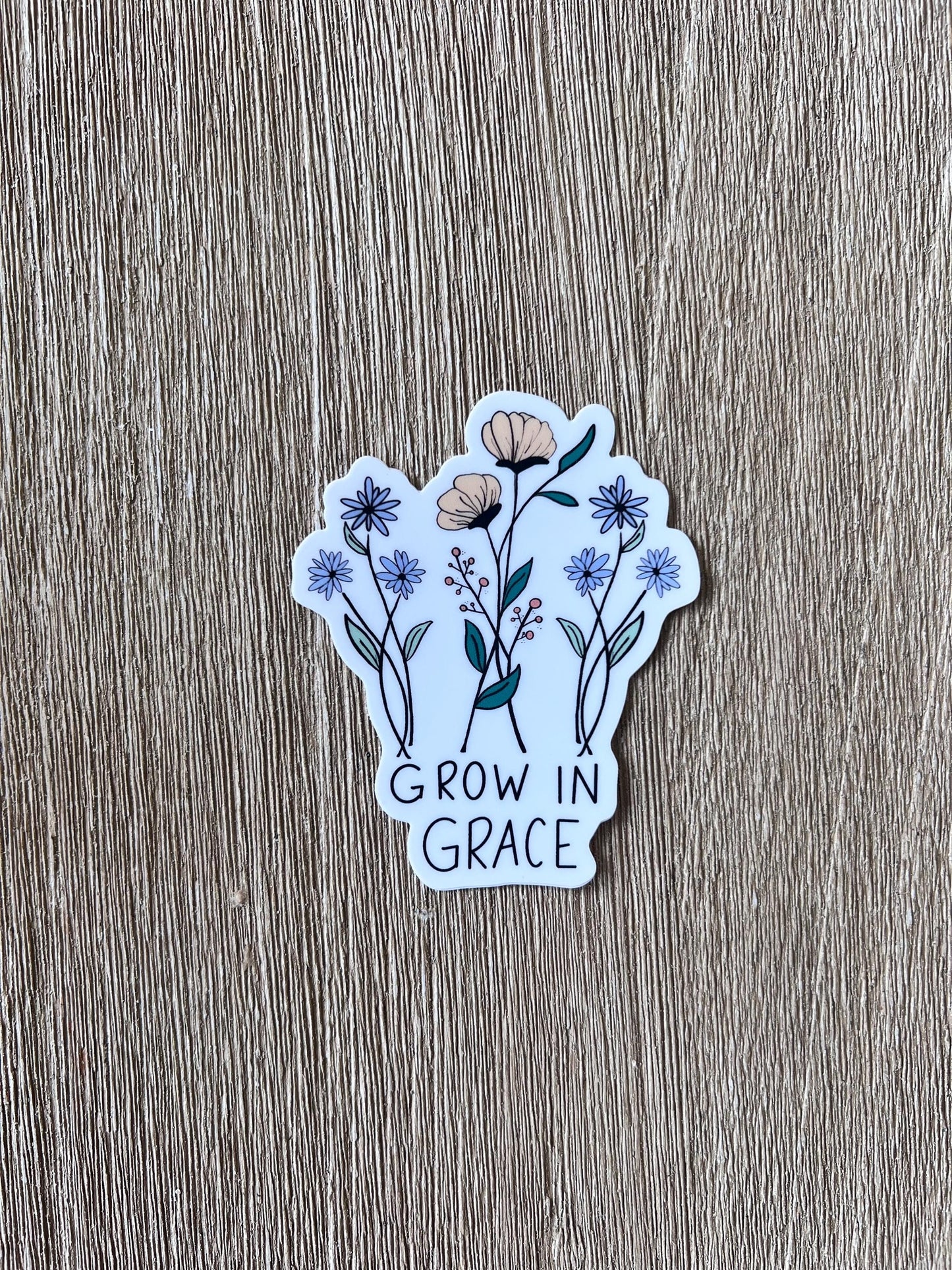 Grow in Grace Floral Vinyl Sticker