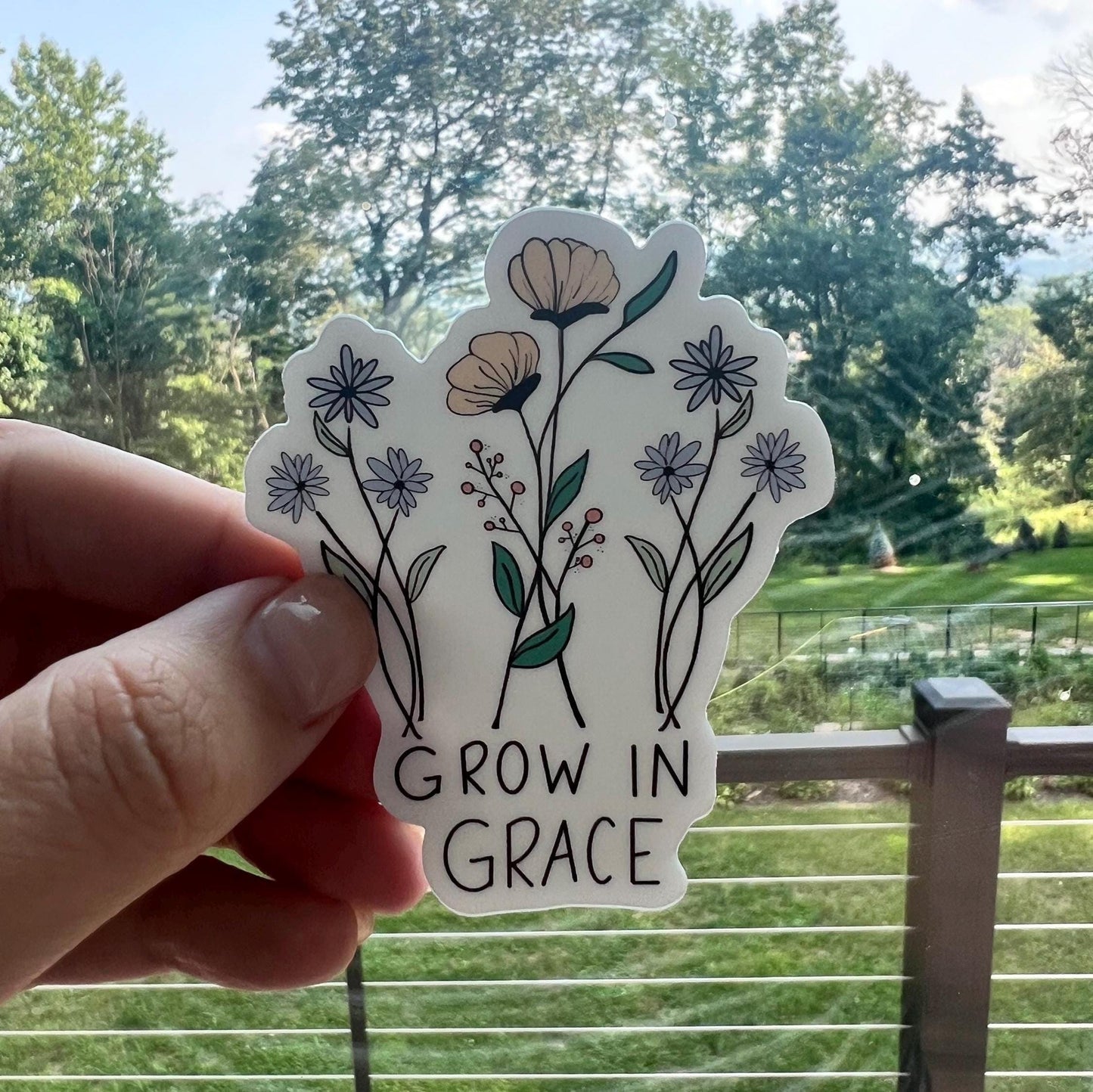 Grow in Grace Floral Vinyl Sticker