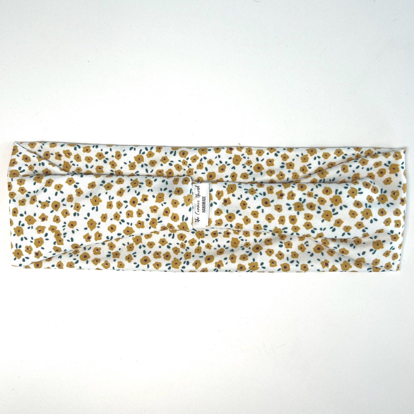 Modern Flat Headband - Petite Mustard Floral