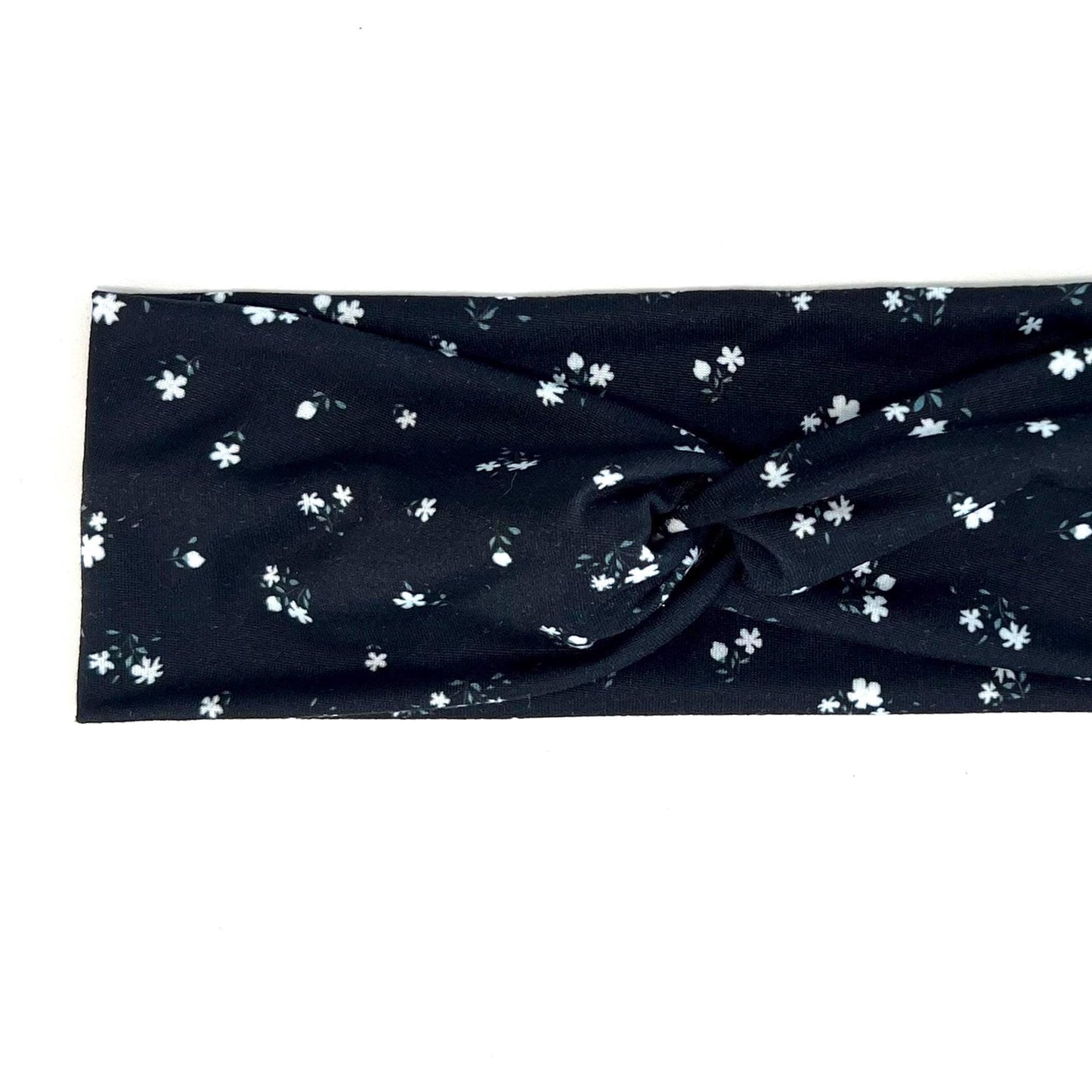 Twisted Knot Headband - Black & White Petite Floral
