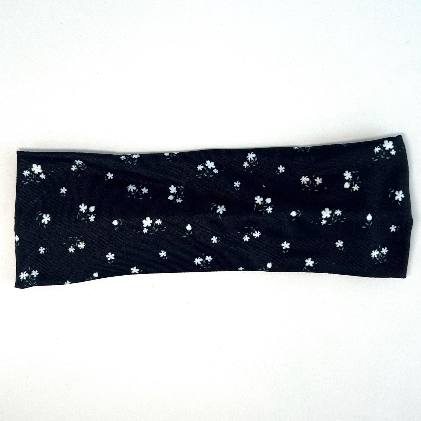 Modern Flat Headband - Black & White Florals