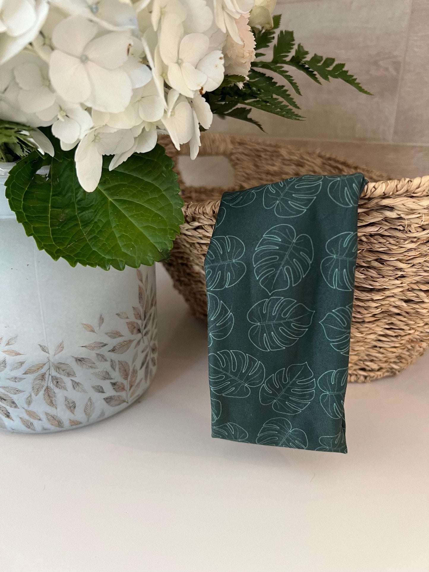 Modern Flat Headband - Monstera Green