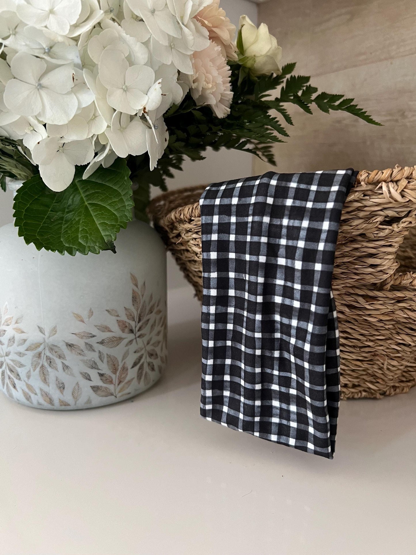 Modern Flat Headband - Black Checkered