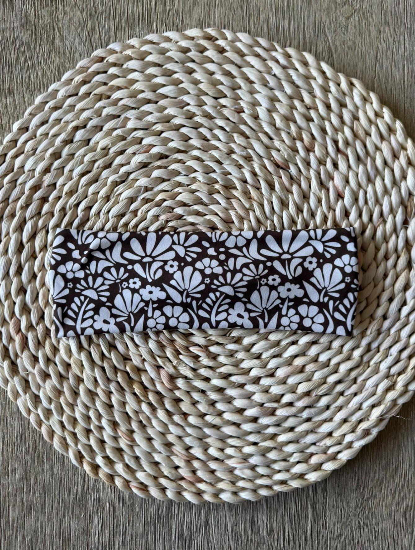 Stretchy, Buttery-Soft Headband - Chocolate Floral