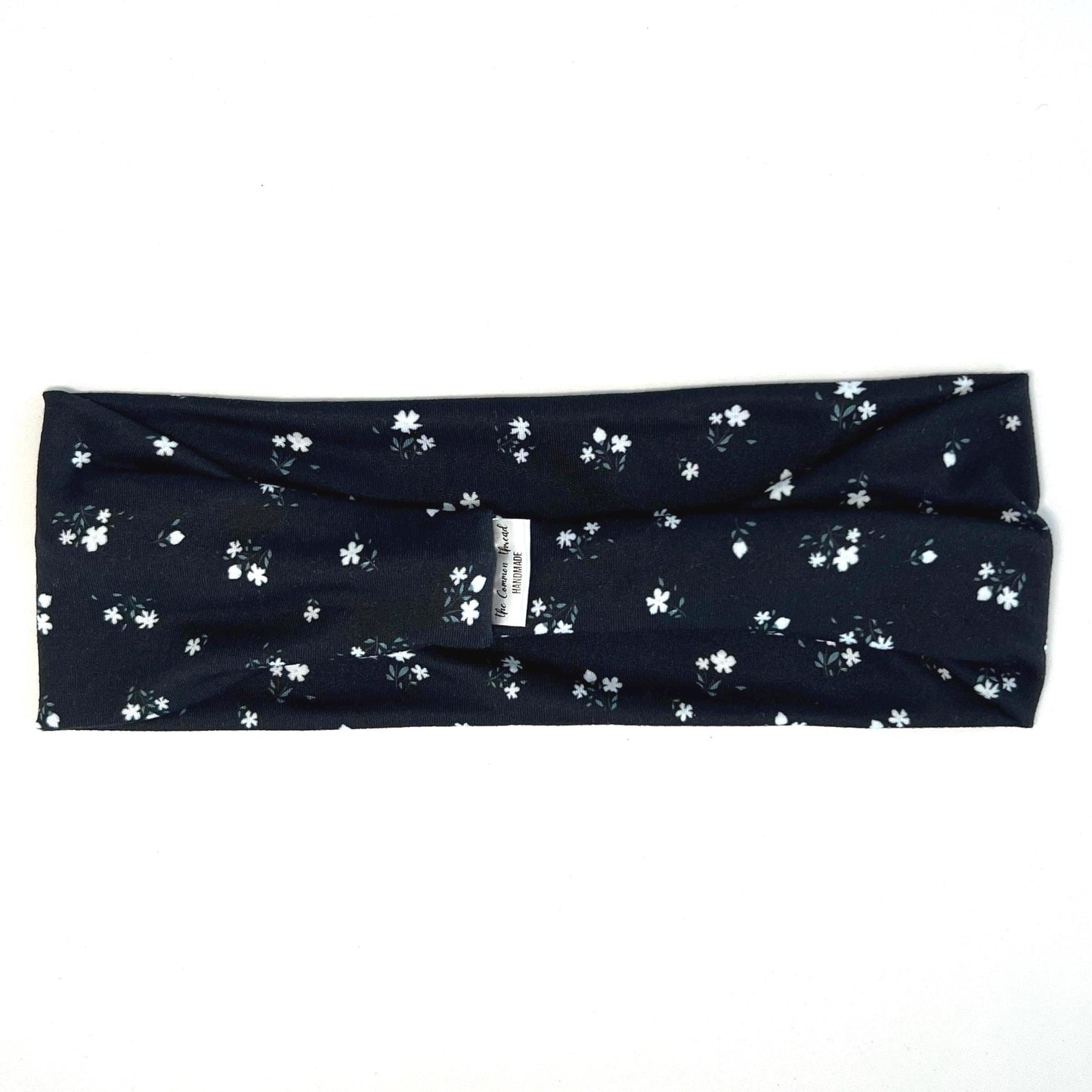 Modern Flat Headband - Black & White Florals