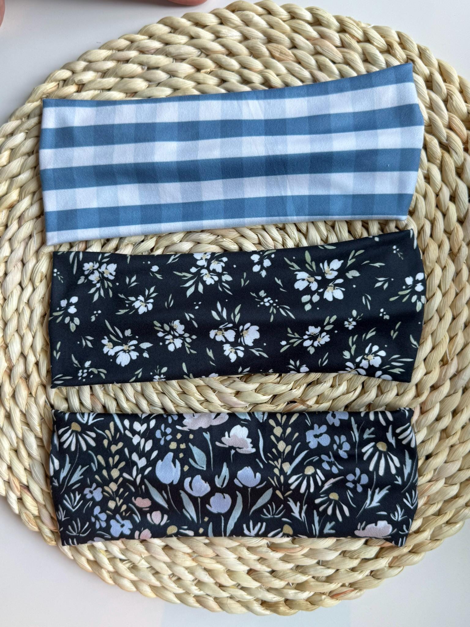 Stretchy, Buttery-Soft Headband - Blue Gingham