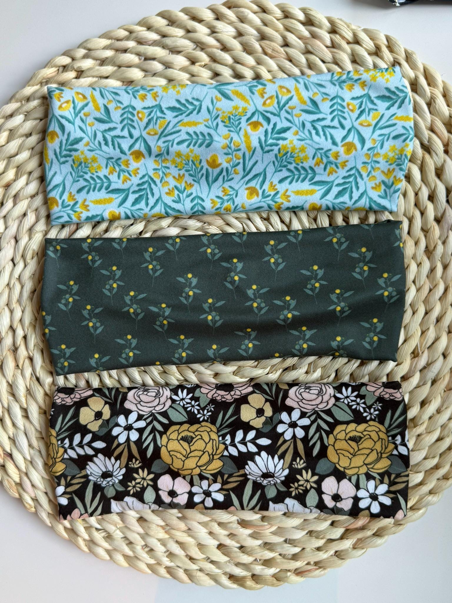 Stretchy, Buttery-Soft Headband - Teal Buttercups