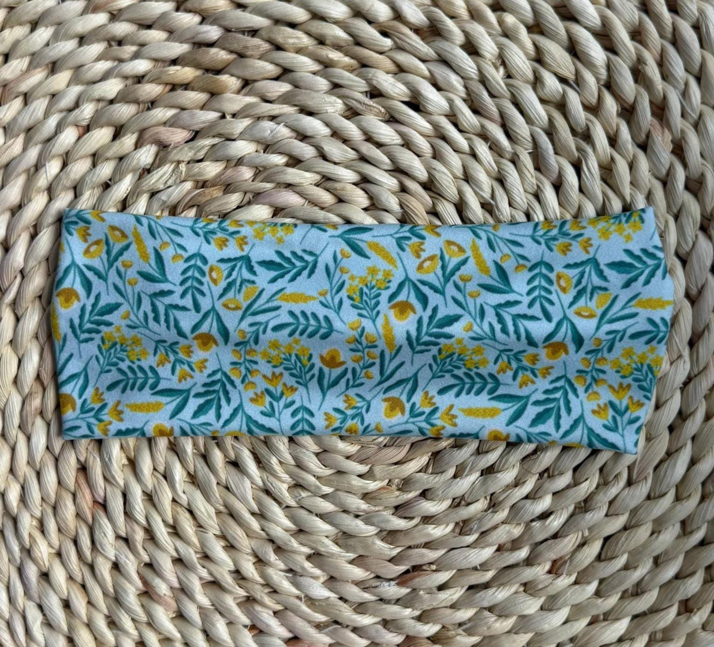 Stretchy, Buttery-Soft Headband - Teal Buttercups
