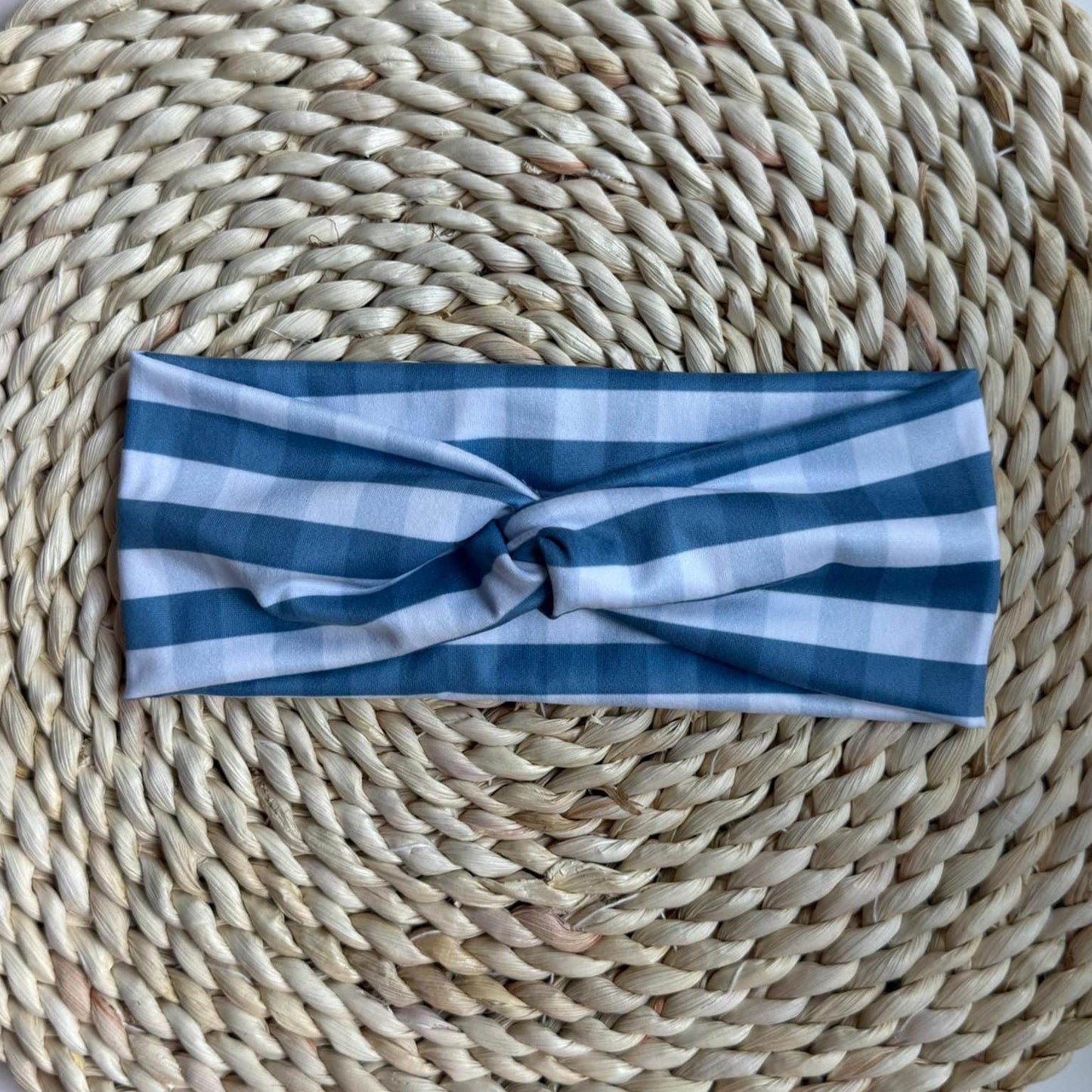 Stretchy, Buttery-Soft Headband - Blue Gingham