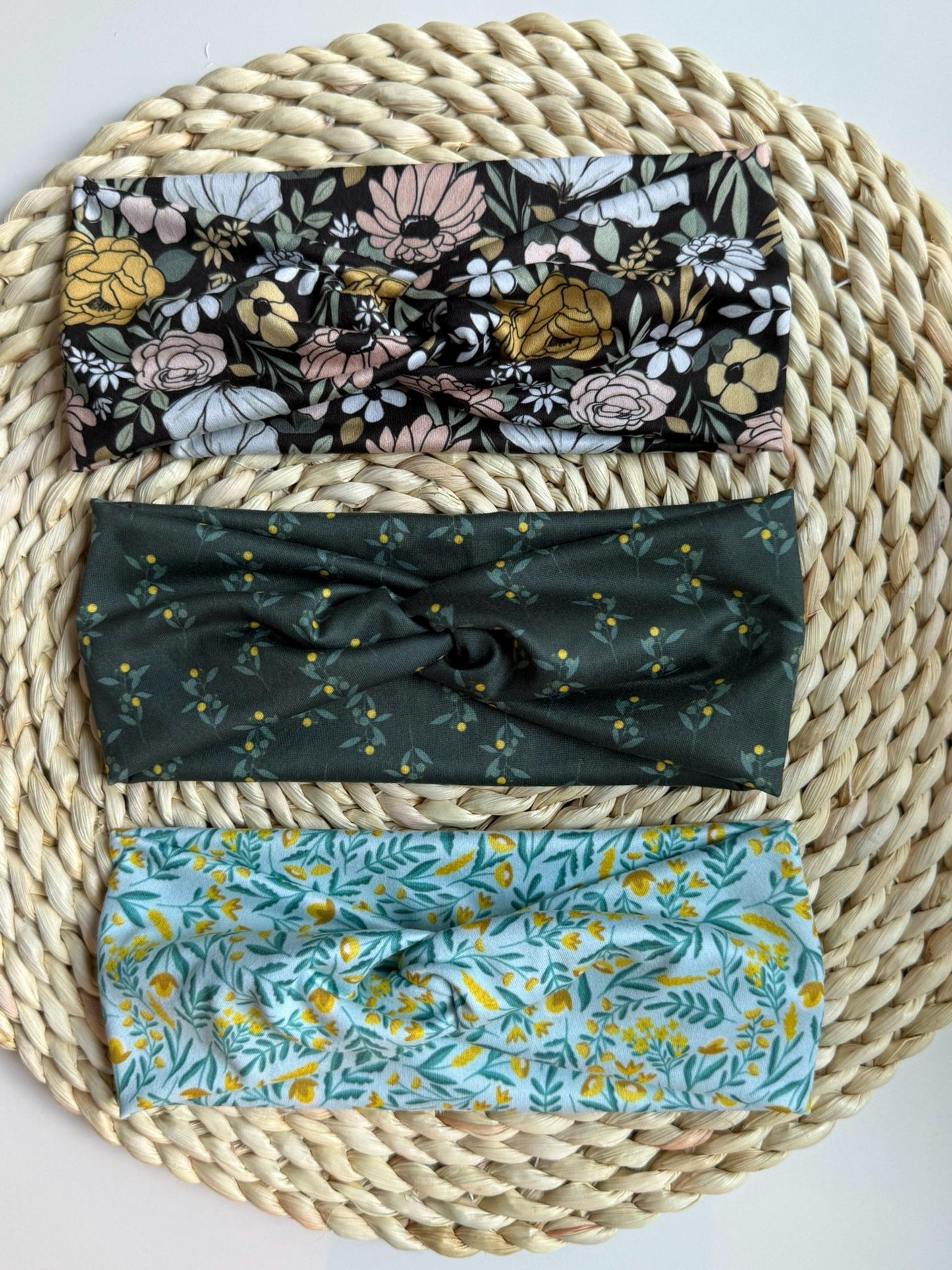 Stretchy, Buttery-Soft Headband - Teal Buttercups