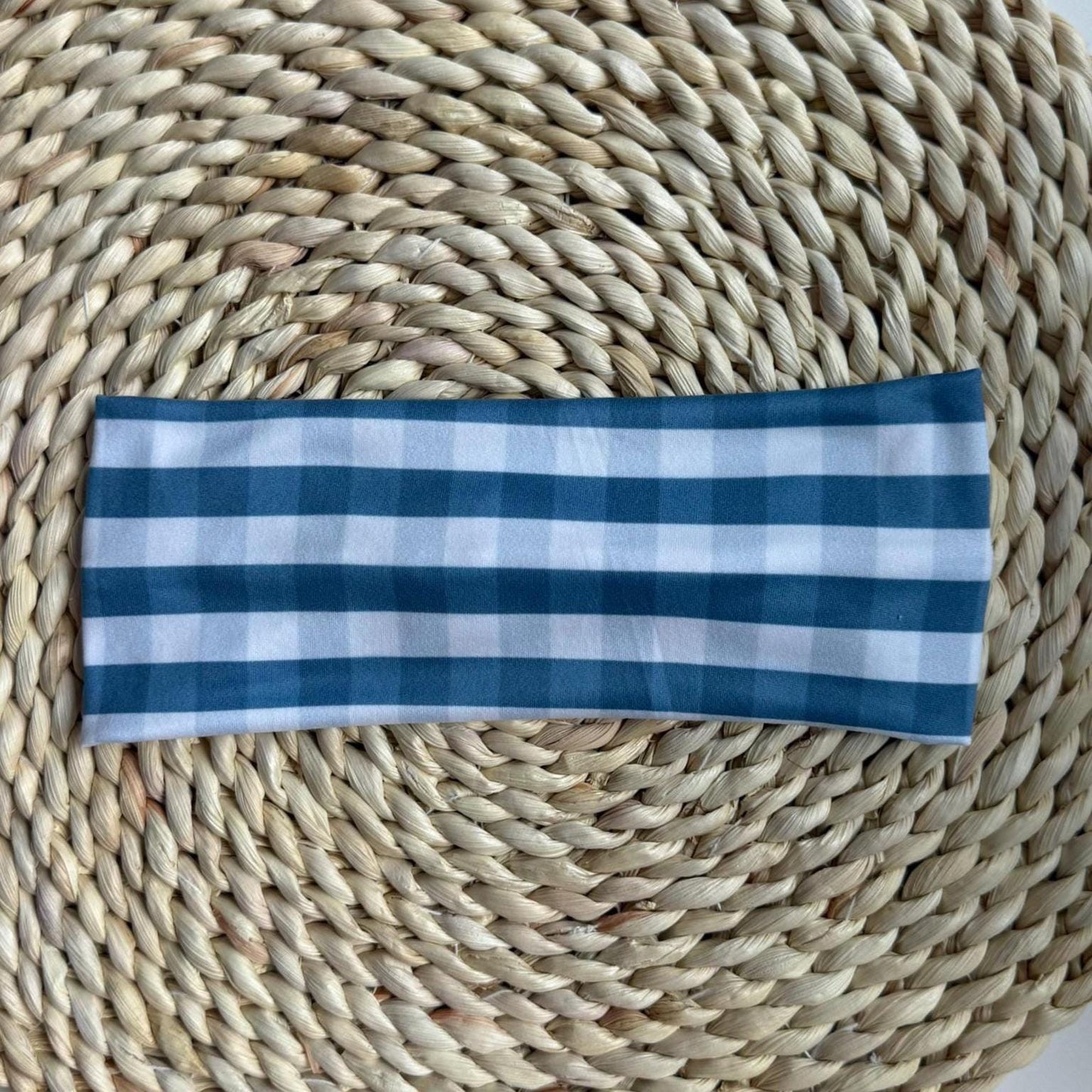 Stretchy, Buttery-Soft Headband - Blue Gingham