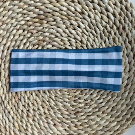 Stretchy, Buttery-Soft Headband - Blue Gingham