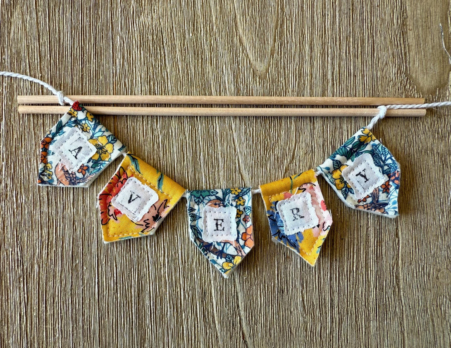 Personalized Floral Cake Topper Bunting: Handmade Birthday Party Decoration