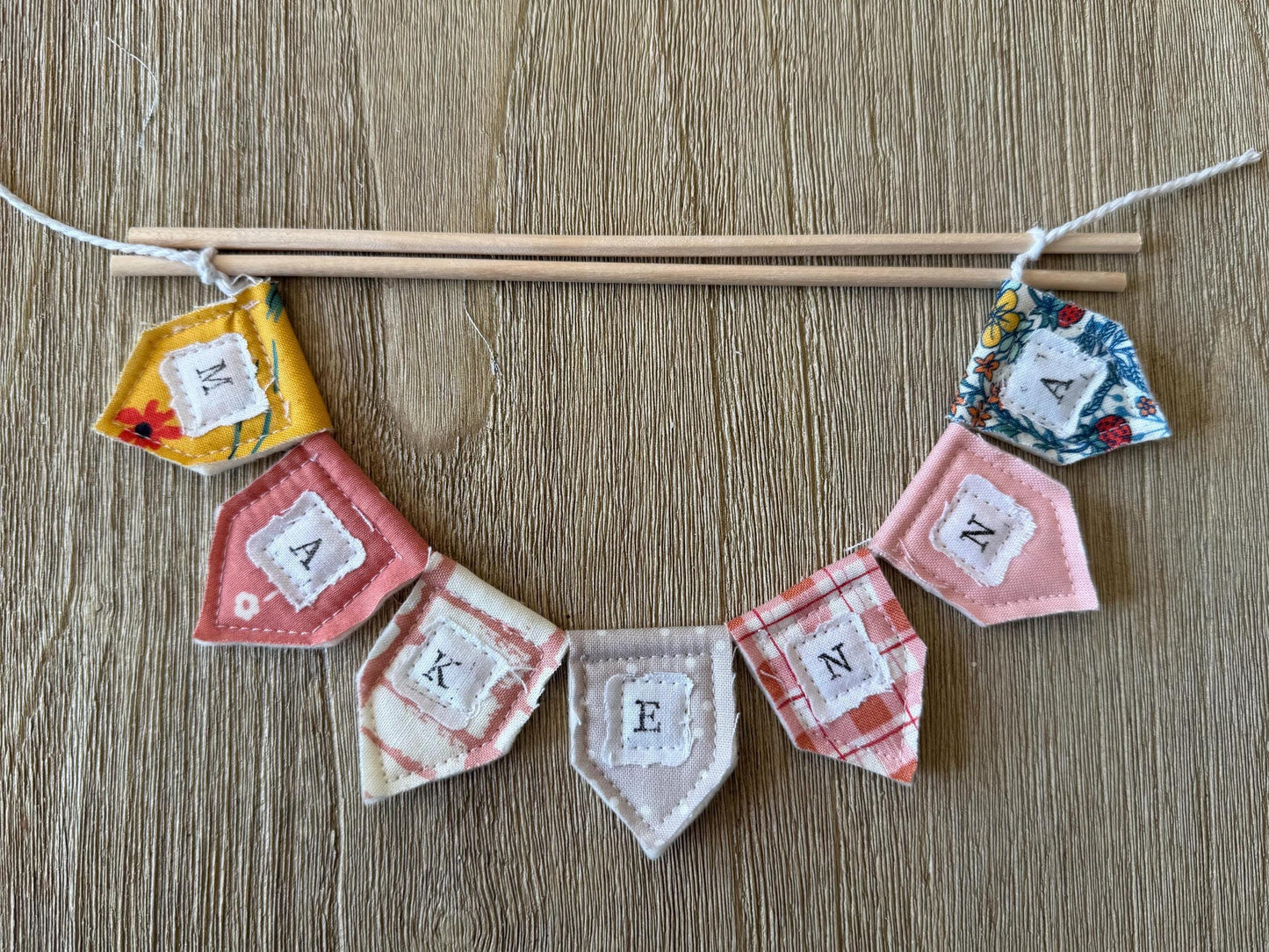 Personalized Floral Cake Topper Bunting: Handmade Birthday Party Decoration