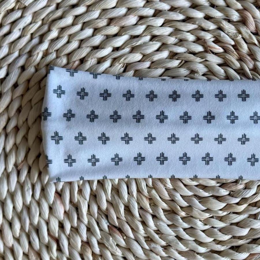 Stretchy, Buttery-Soft Headband - Black Crosses