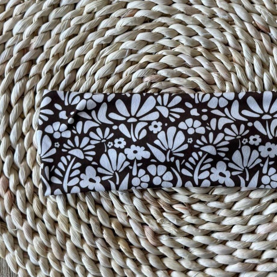 Stretchy, Buttery-Soft Headband - Chocolate Floral