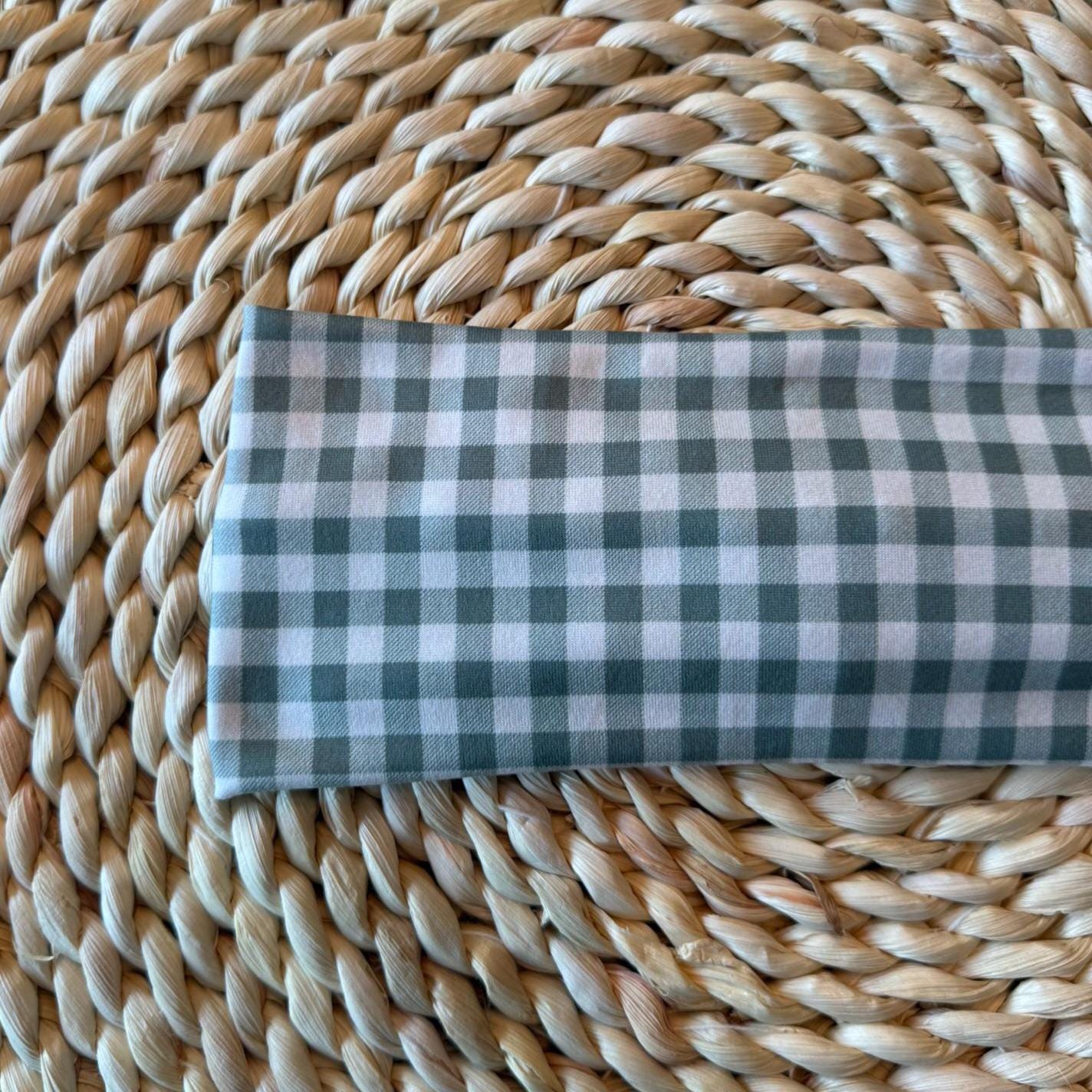 Stretchy, Buttery-Soft Headband - Green Gingham
