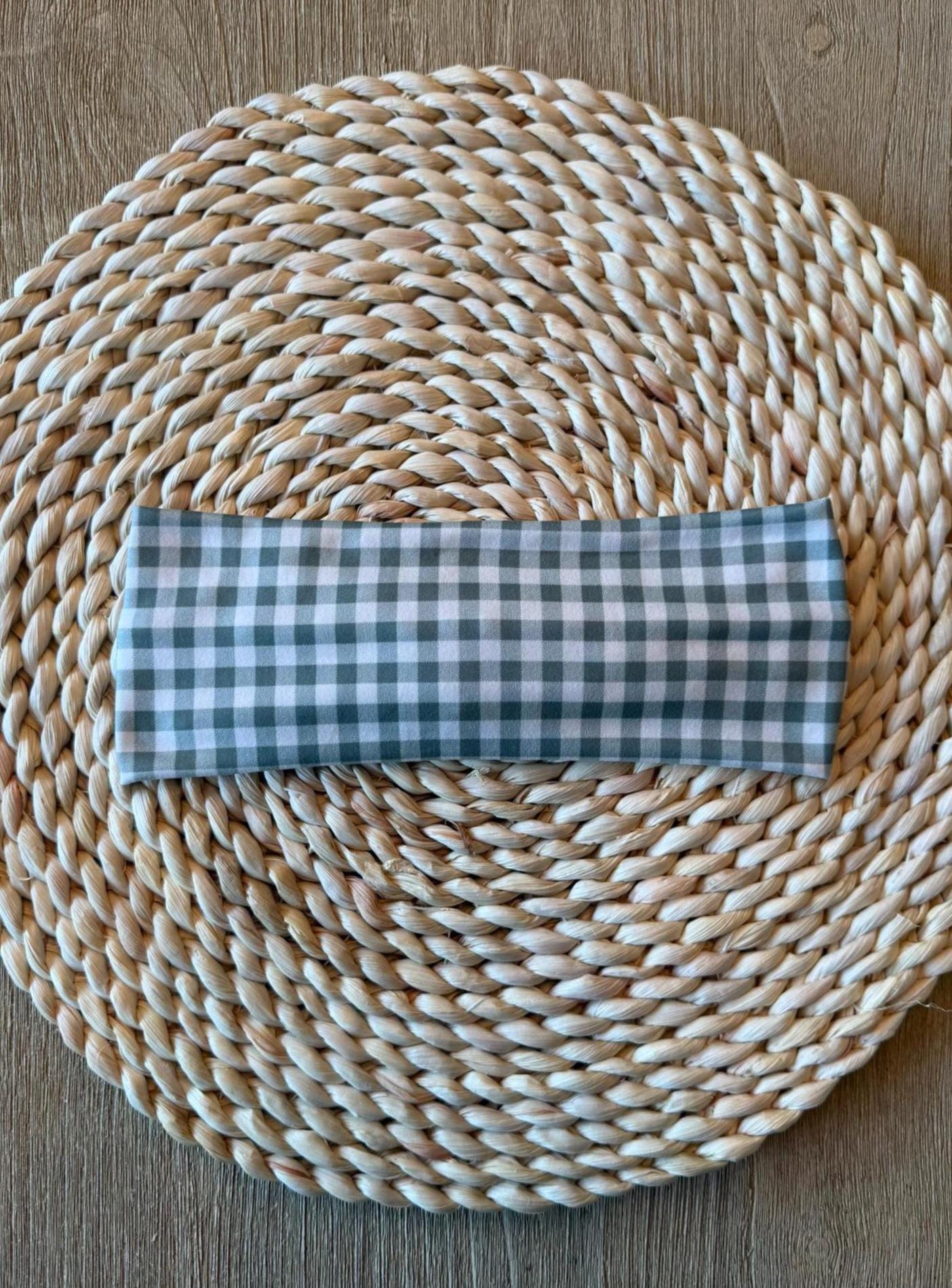 Stretchy, Buttery-Soft Headband - Green Gingham