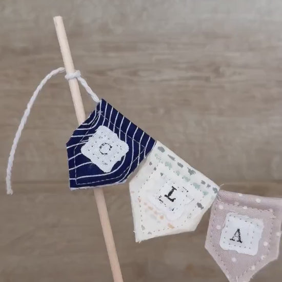 Personalized Floral Cake Topper Bunting: Handmade Birthday Party Decoration